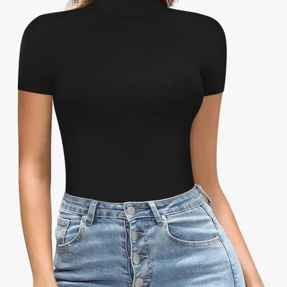 Mango Women's Elegant Black Short Sleeve Bodysuit - Picture 2 of 3